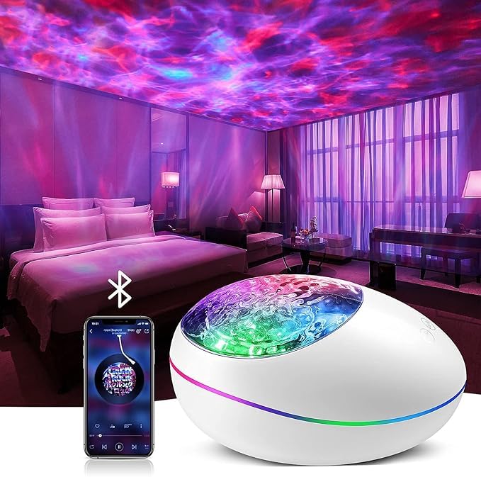 LEVGRY Star Projector,Ocean Waves with Music Player,Bluetooth Timer,8 Lighting Modes Kids Night Light Projector with Color Changing Remote Control,Skylight Star Projector for Adults and Kids - Image 1