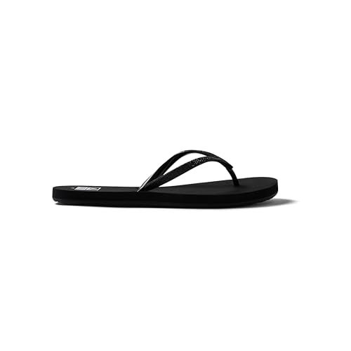 Reef Stargazer Womens Beach Flip Flop, Super Lightweight and Soft Footbed, Thin Glitter Strap, Black/Black, 8 - Image 5