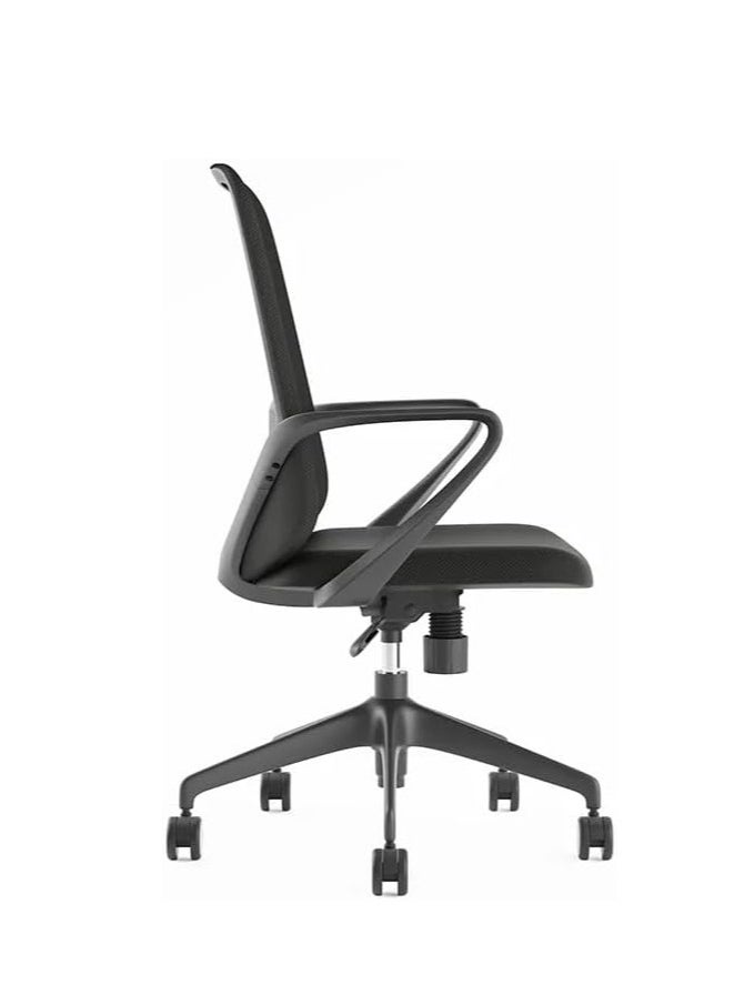 Neo Front Neo Front  Adjustable Low Back Office Chair - Black Polypropylene Design with High-Density Foam Seat & Smooth-Rolling Casters - Ergonomic & Durable with Reinforced Base  XY-916B-BLACK  - Image 2