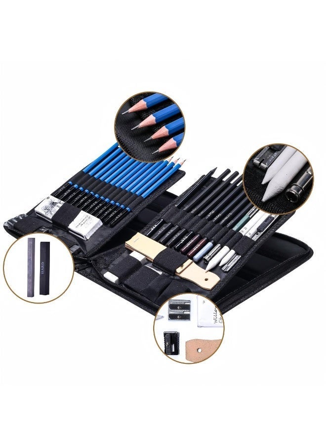 KALOUR 40-Piece Professional Sketching & Drawing Pencil Art Kit – Graphite, Colored Pencils, Charcoal, Pastels, Sharpener, Eraser for Artists, Beginners & Kids - Image 3