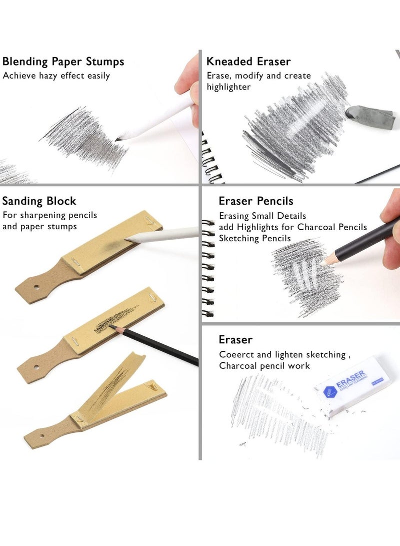 KALOUR 40-Piece Professional Sketching & Drawing Pencil Art Kit – Graphite, Colored Pencils, Charcoal, Pastels, Sharpener, Eraser for Artists, Beginners & Kids - Image 4