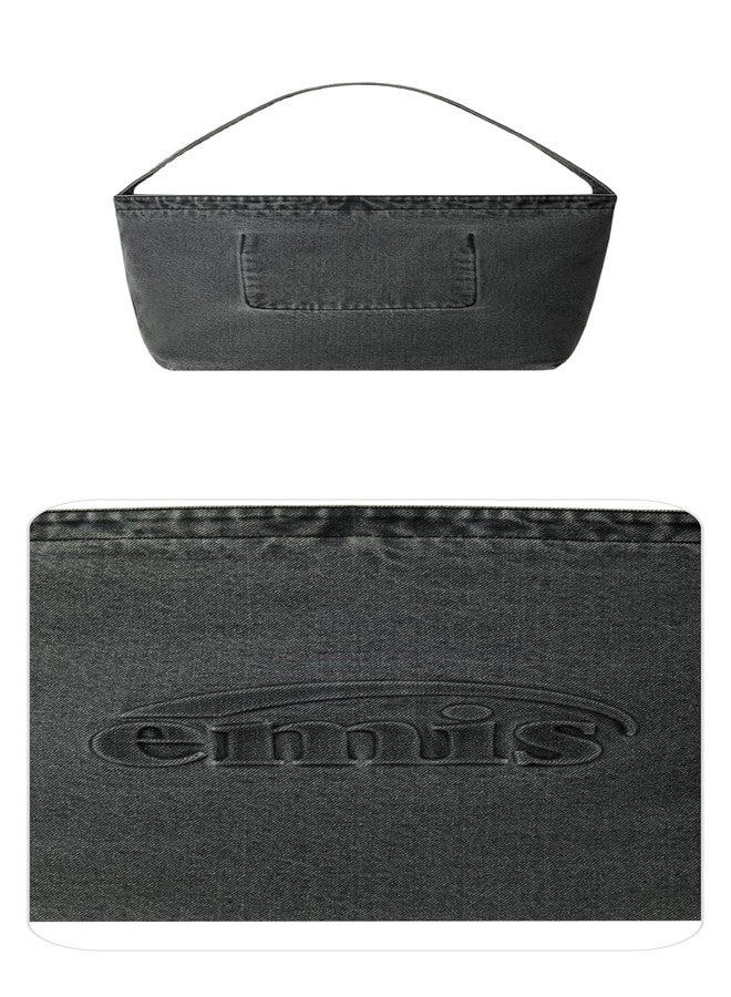 EMIS Logo Embossed Denim Shoulder Bag Unisex Casual Streetwear Bag Gray - Image 4
