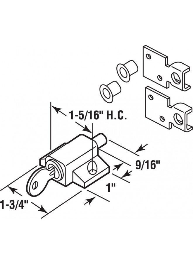 Defender Security Prime-Line U 9863 Keyed Sash Lock, 9/16 In. Projection, Diecast, Brass Plated Finish (Single Pack) - Image 2