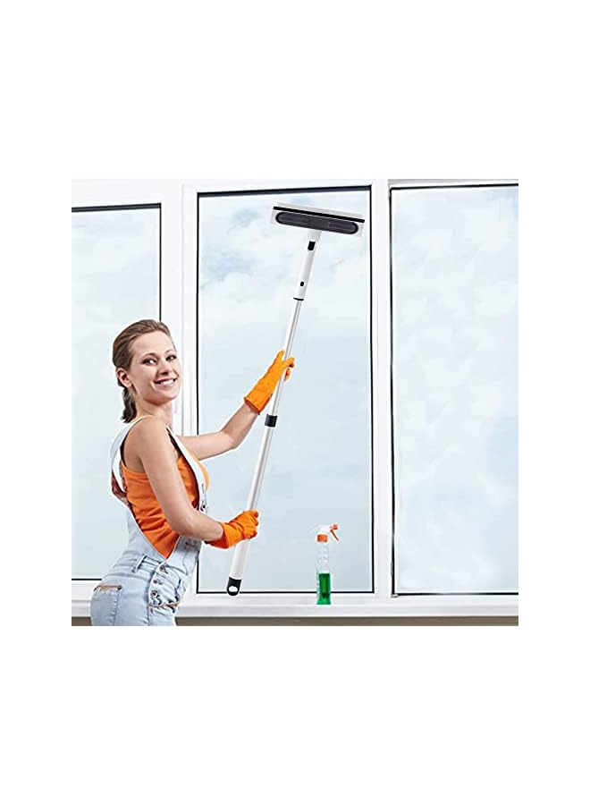PROMASS أداة تنظيف النوافذ 3 في 1 مع عمود تمديد 110 سم إسفنجة غسيل النوافذ مع دوران 90 درجة لباب زجاج دش السيارة، غسيل النوافذ المرتفع في الأماكن المغلقة/المفتوحة - Image 4