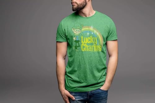 Tee Luv Men's Lucky Charms Shirt - Vintage Lucky The Leprechaun Logo T-Shirt, Kelly Green Heather, S - Image 4