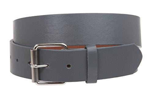 Beltiscool 1 1/2" (38mm) Snap On Plain Leather Jean Belt With Roller Buckle, Grey | m (32-34" waist) - Image 2