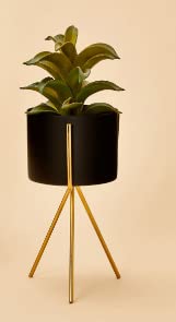 Lavish Craft Planter stand indoor rustproof durable stylish modern shelf living room sturdy stable decor decoration Pot Stand mid century - Small (Single small black) - Image 1