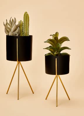 Lavish Craft Planter stand indoor rustproof durable stylish modern shelf living room sturdy stable decor decoration Pot Stand mid century - Small (Single small black) - Image 4