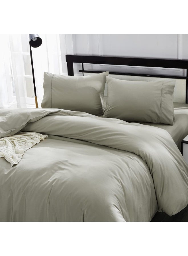IBAMA Cotton Duvet Cover Set with Zipper Closure & Pillowcases for Twin Bed – Soft Breathable Bedding for Bedroom, Kids Room & Guest Room | Light Brown - Image 1