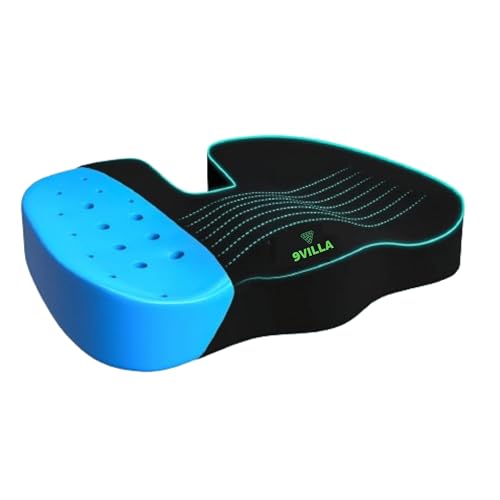 9villa Orthopedic Gel Memory Foam Coccyx Seat Cushion | Perfect Use for Hip,Tailbone, Sciatica & Back Pain Relief, Office Chair and Wheelchair Seat Pads,Car,Chair Cushion & Meditation Use - Image 1