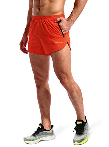 Pudolla Men’s Running Shorts 3 Inch Quick Dry Gym Athletic Workout Shorts for Men with Zipper Pockets(Orange Red Large) - Image 3
