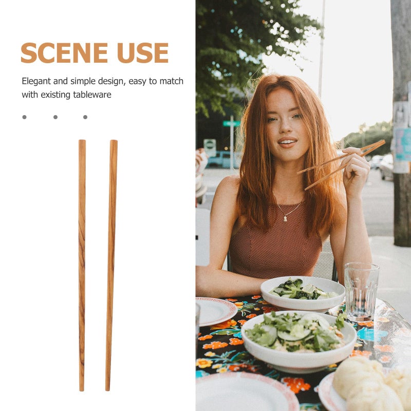 Olive Wood Long Chopsticks 25cm Heat Resistant Non Coated Japanese Style For Hot Pot Noodles - Image 4