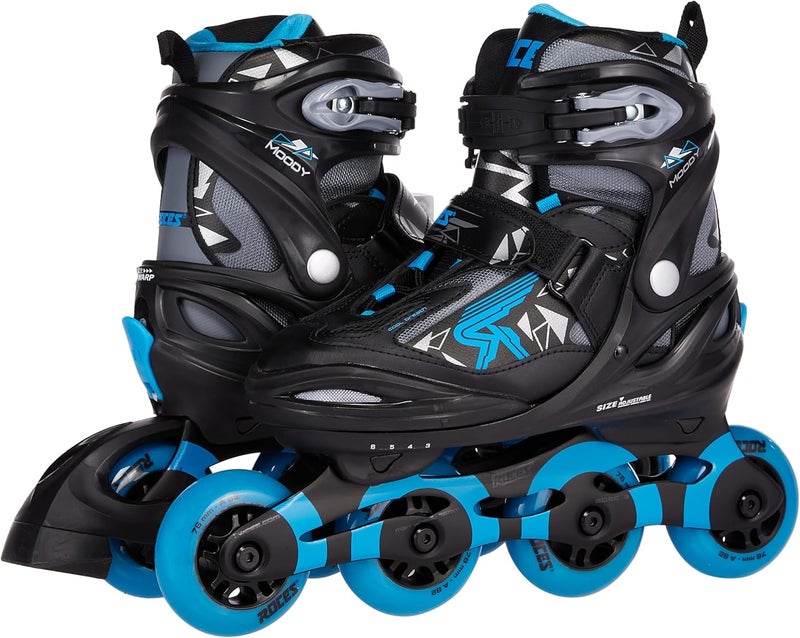 Roces JOKEY Inline Skates for Kids – Black/Astro Blue EU 38–41 | Adjustable Roller Skates with Anatomical Padding, ABEC 3 Bearings & 72mm 82A Wheels (400845/00001-38)
