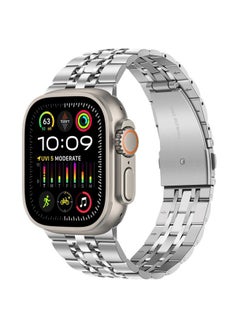 Tasikar Band Compatible with Apple Watch Ultra 2 Ultra Band 49mm, Men Women Strap Solid Stainless Steel Metal Bracelet Compatible for Apple Watch Ultra 2 Ultra, 49mm Silver  - Image 1