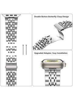 Tasikar Band Compatible with Apple Watch Ultra 2 Ultra Band 49mm, Men Women Strap Solid Stainless Steel Metal Bracelet Compatible for Apple Watch Ultra 2 Ultra, 49mm Silver  - Image 5