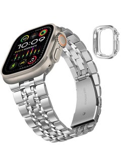 Tasikar Band Compatible with Apple Watch Ultra 2 Ultra Band 49mm, Men Women Strap Solid Stainless Steel Metal Bracelet Compatible for Apple Watch Ultra 2 Ultra, 49mm Silver  - Image 2