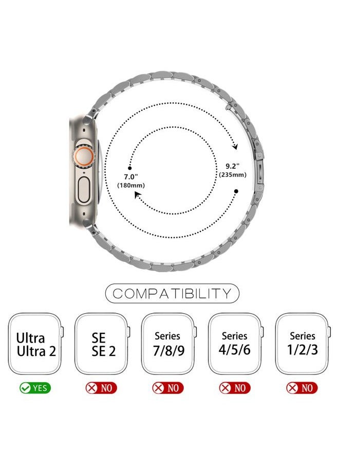 Tasikar - Band Compatible with Apple Watch Ultra 2 Ultra Band 49mm, Men Women Strap Solid Stainless Steel Metal Bracelet Compatible for Apple Watch Ultra 2 Ultra, 49mm Silver - Image 1