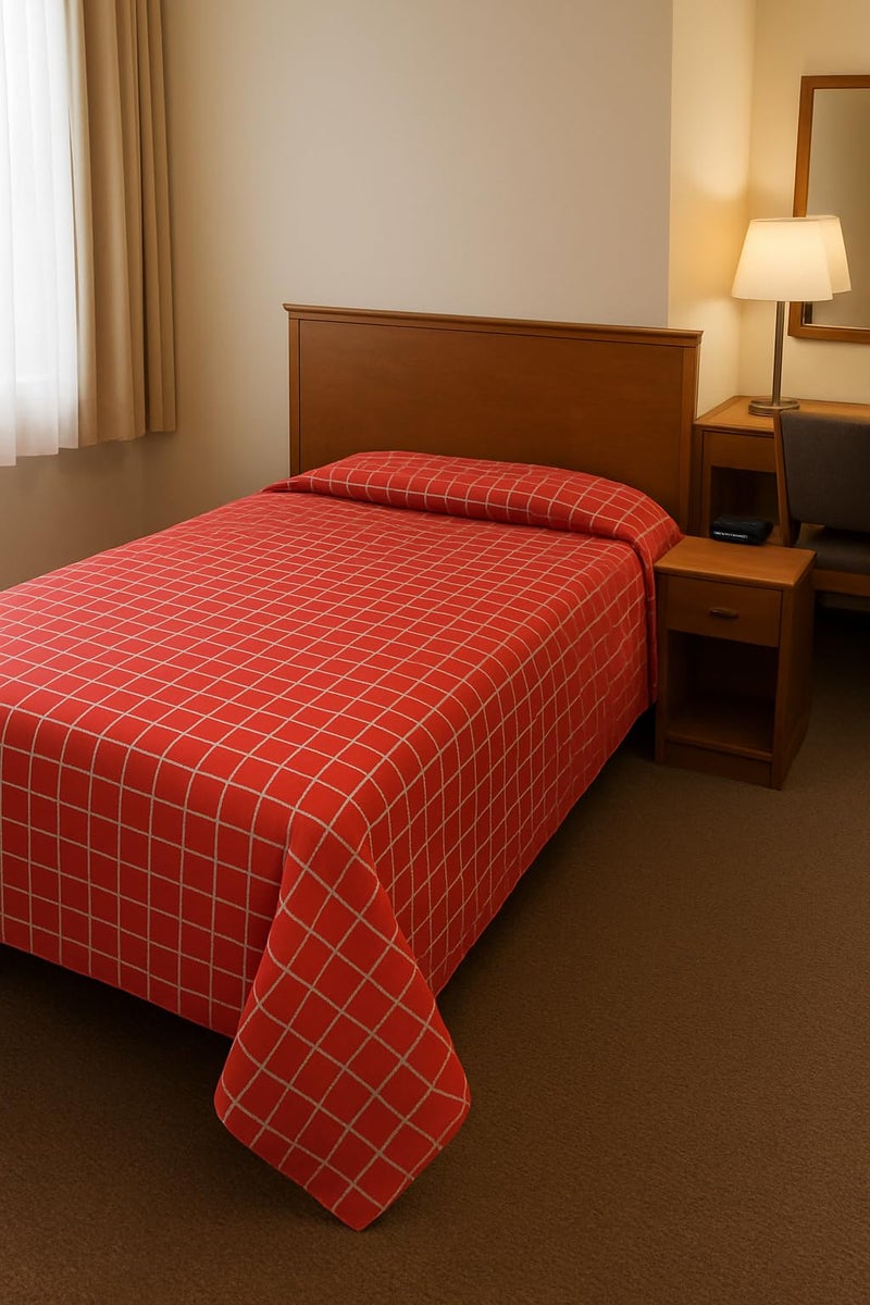 CRAZYWEAVES Handloom Khadi Cotton Bed Sheet for Single Bed Cover Premium Sustainable Fabric 100% Cotton Red, Checked Pattern Traditional Design (60X90, Red) - Image 5