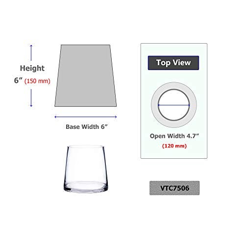 WGVI WGV Tapered Glass Vase, Width 6", Height 6", (Multiple Sizes Choices) Clear Taper up Cylinder Floral Planter Bouquet Centerpiece for Wedding Event Home Decor, 1 Piece (VTC7506) - Image 2
