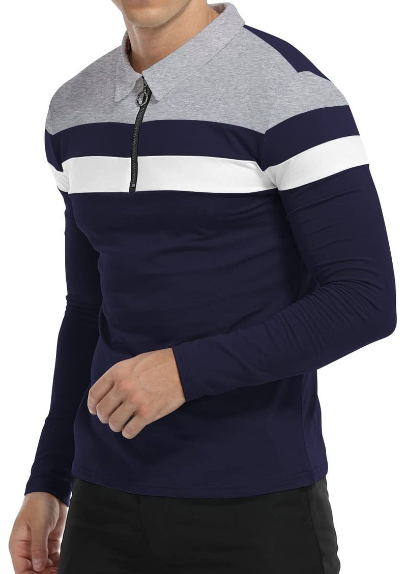 YTD Men's Long Sleeve Polo Shirts Casual Slim Fit Basic Designed Cotton Shirts - Image 5