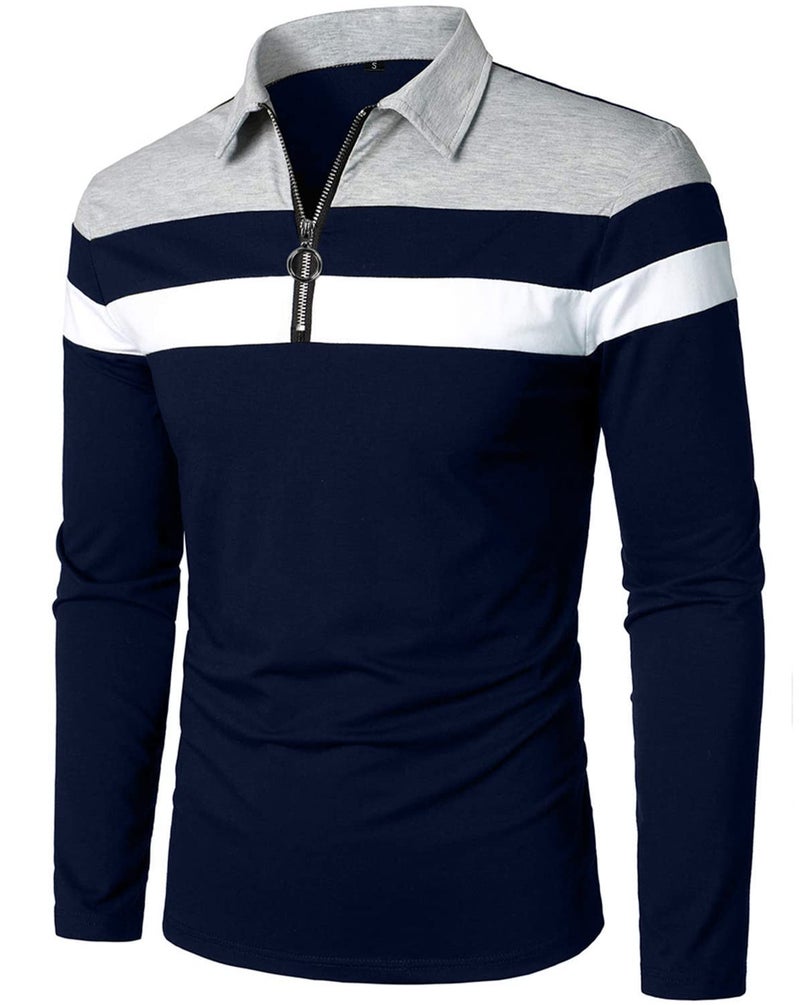 YTD Men's Long Sleeve Polo Shirts Casual Slim Fit Basic Designed Cotton Shirts - Image 2