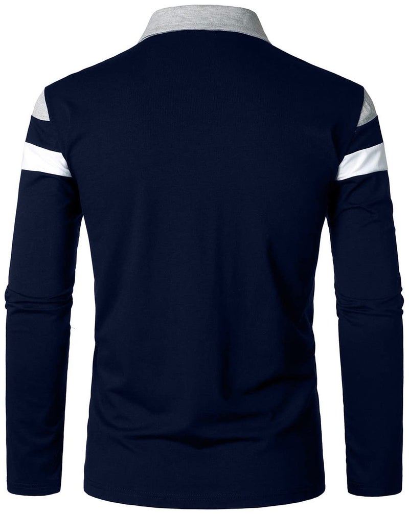 YTD Men's Long Sleeve Polo Shirts Casual Slim Fit Basic Designed Cotton Shirts - Image 3