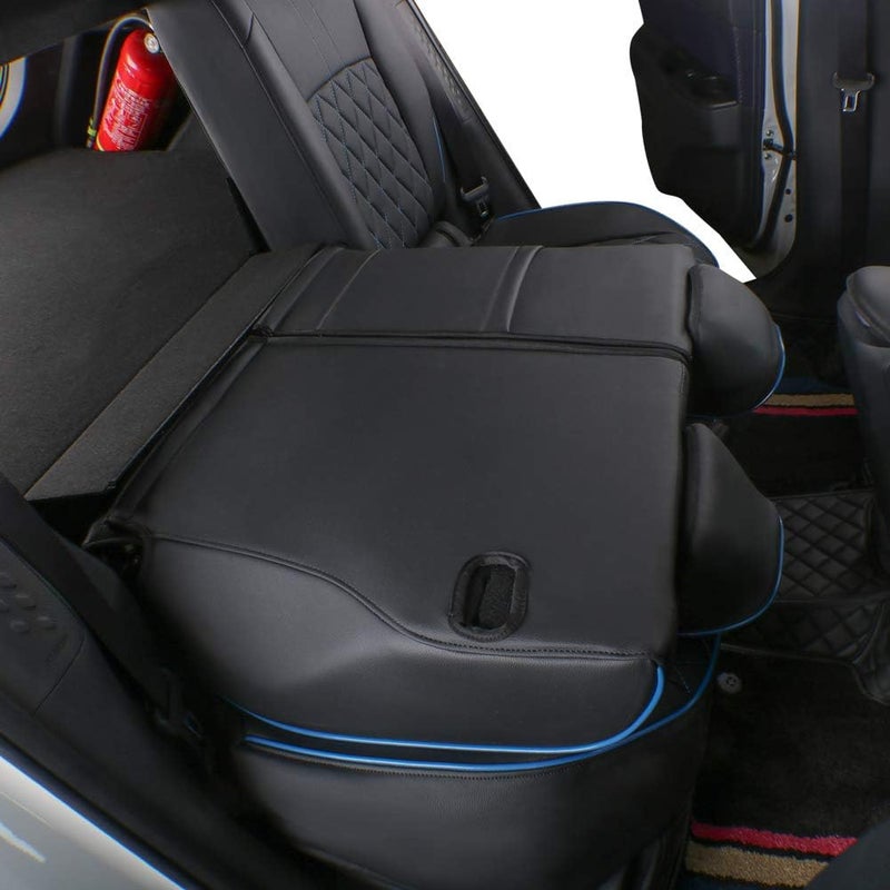 EKR Custom Fit CHR Seat Covers for Select Toyota CHR 2018-2024 - Leather (Black with Blue Trim) - Image 4