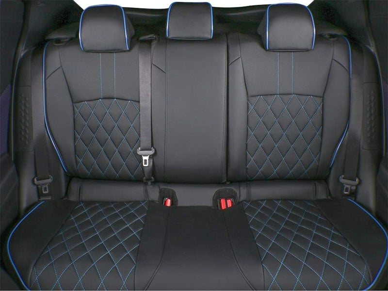 EKR Custom Fit CHR Seat Covers for Select Toyota CHR 2018-2024 - Leather (Black with Blue Trim) - Image 5