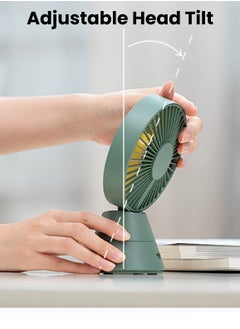 Moxedo Moxedo Mini Portable Fan Desktop Portable, 5 Blades Strong Wind, 3 Adjustable Speed Auto Rotation,USB Rechargeable Battery with Solid Fragrance Pad (Green)  - Image 3