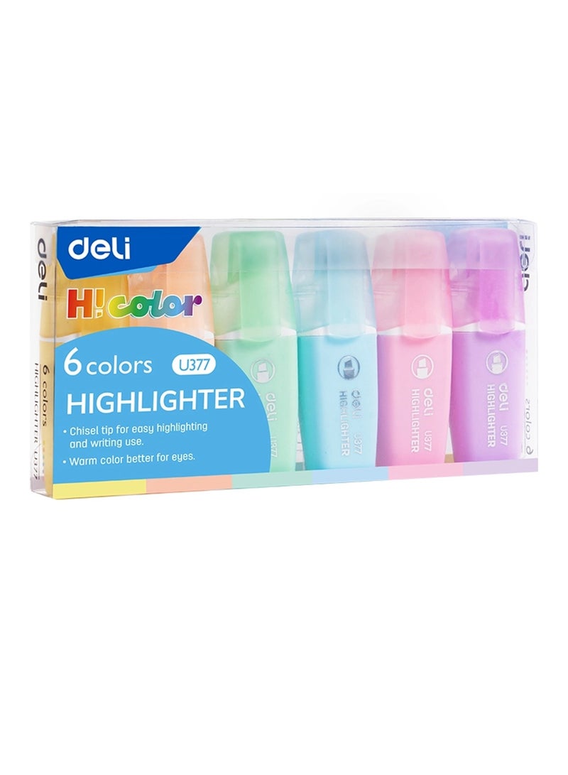 Deli 6-Piece Mini Highlighters Pastel Colours  - Image 1