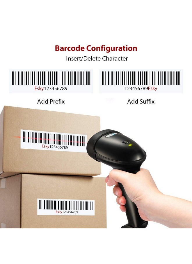 Esky - Esky Barcode Scanner with Stand, Wired Handheld Bar Code Scanner with Adjustable Stand, Automatic 1D USB Laser Scanner Support Windows/Mac/Linux for Store, Supermarket, Warehouse, Library - Image 1