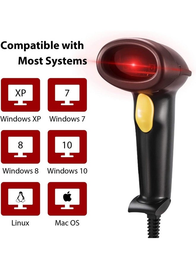 Esky - Esky Barcode Scanner with Stand, Wired Handheld Bar Code Scanner with Adjustable Stand, Automatic 1D USB Laser Scanner Support Windows/Mac/Linux for Store, Supermarket, Warehouse, Library - Image 1