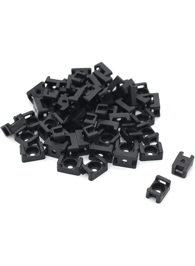 promass (100 Of Pack) Black 4.5mm Cable Tie Mount Base Saddle Type Mount Screw Wire Bundle Base Holder Width Cable Large Size 0.6 inch - Image 1