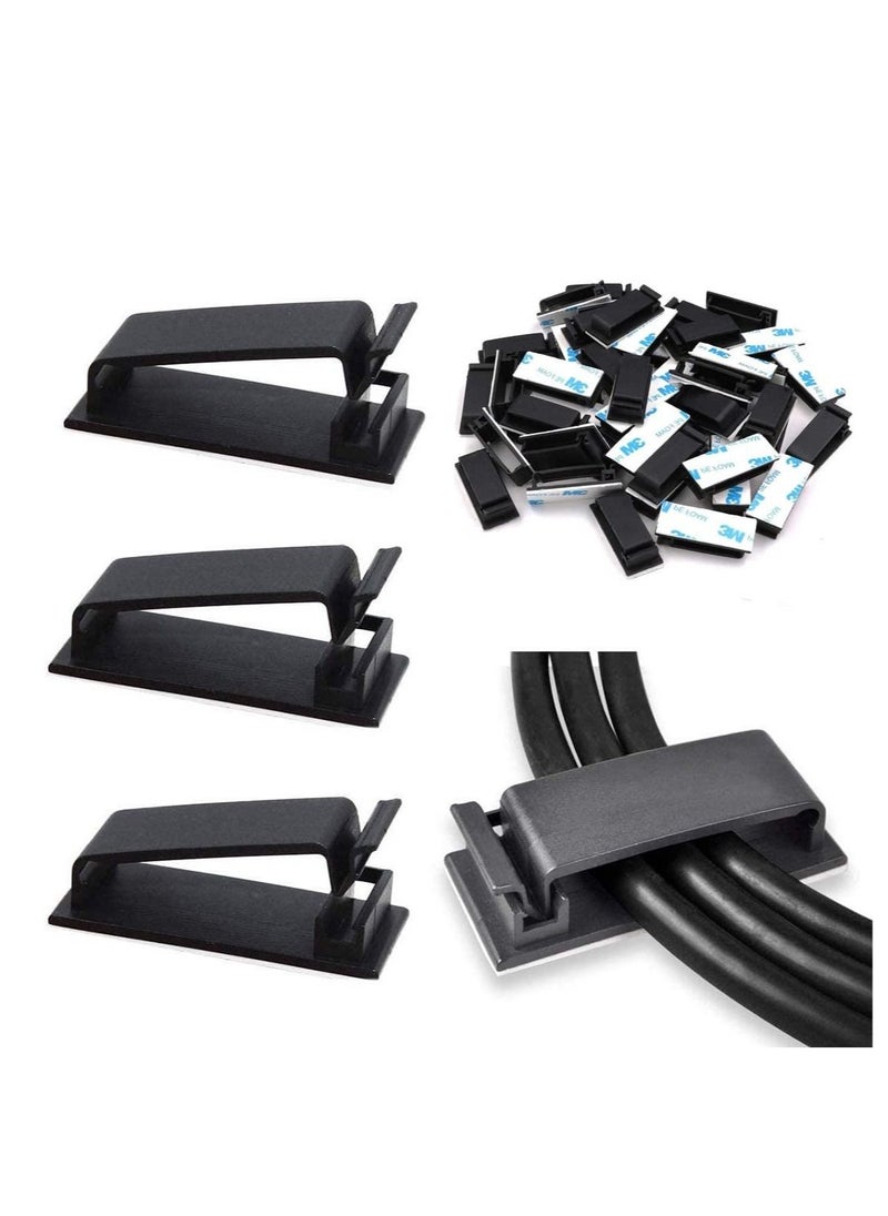 SYOSI - 50 Pcs Self Adhesive Cable Management Clips, Cable Organizers Wire Clips Cord Holder for TV PC Laptop Ethernet Cable Desktop Home Office - Image 1