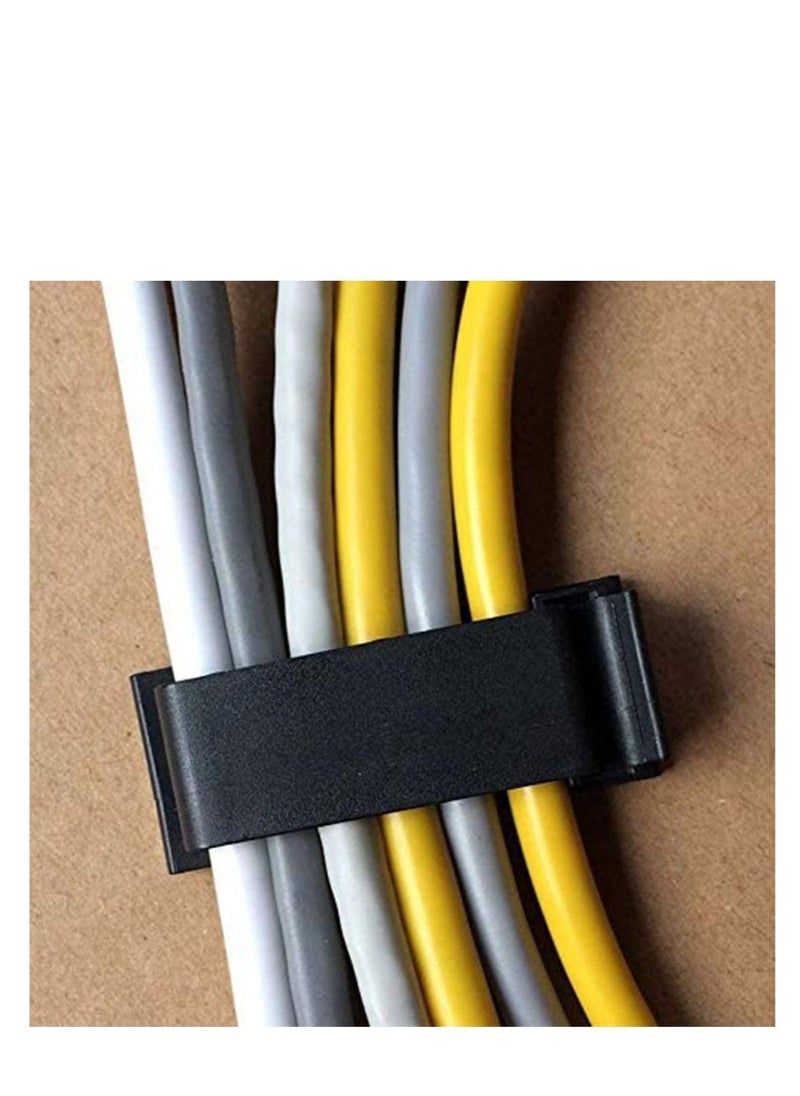 SYOSI - 50 Pcs Self Adhesive Cable Management Clips, Cable Organizers Wire Clips Cord Holder for TV PC Laptop Ethernet Cable Desktop Home Office - Image 1