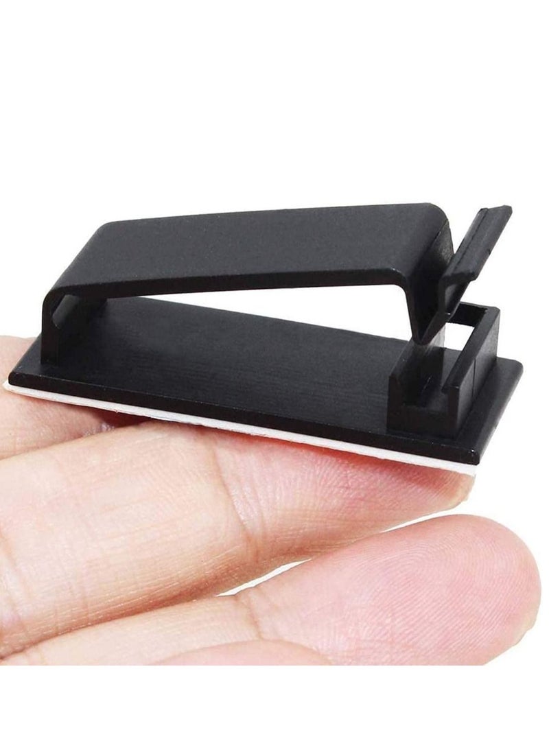 SYOSI - 50 Pcs Self Adhesive Cable Management Clips, Cable Organizers Wire Clips Cord Holder for TV PC Laptop Ethernet Cable Desktop Home Office - Image 1