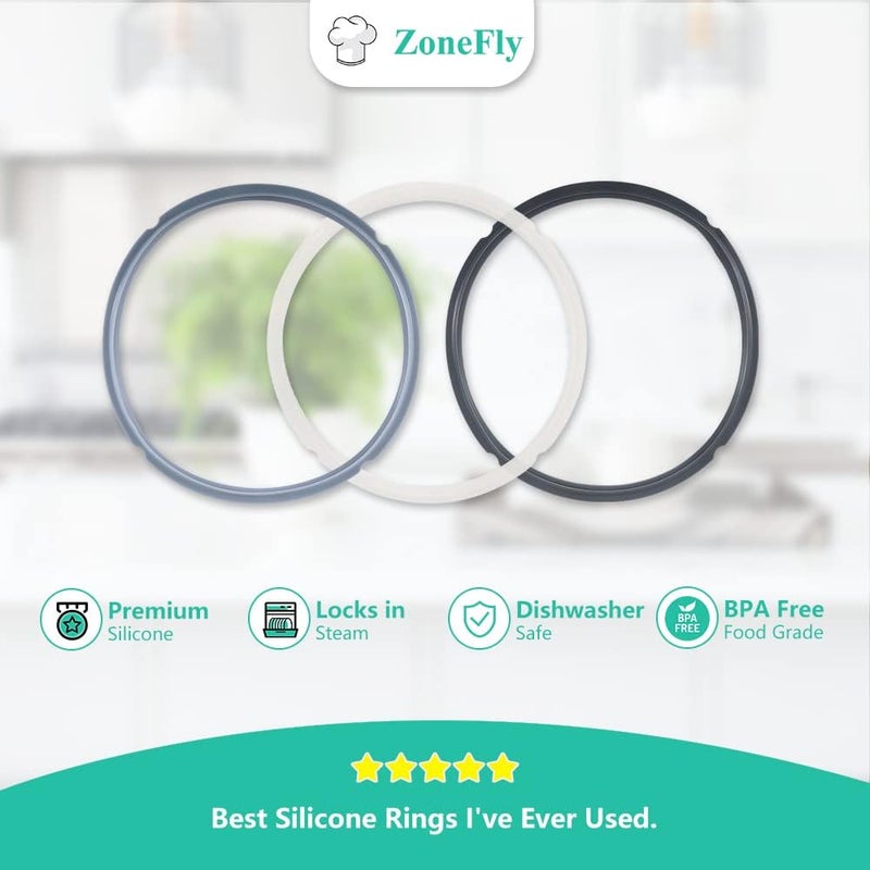 ZoneFly Original Ninja Foodi Sealing Ring Silicone Gasket for Ninja Foodi Pressure Cooker 6.5 Qt and 8 Quart FD401/FD302/OS401/OS301/OP401/OP302 Replacement Gasket Air Fryer Seal Ring Parts - 3 Packs - Image 2
