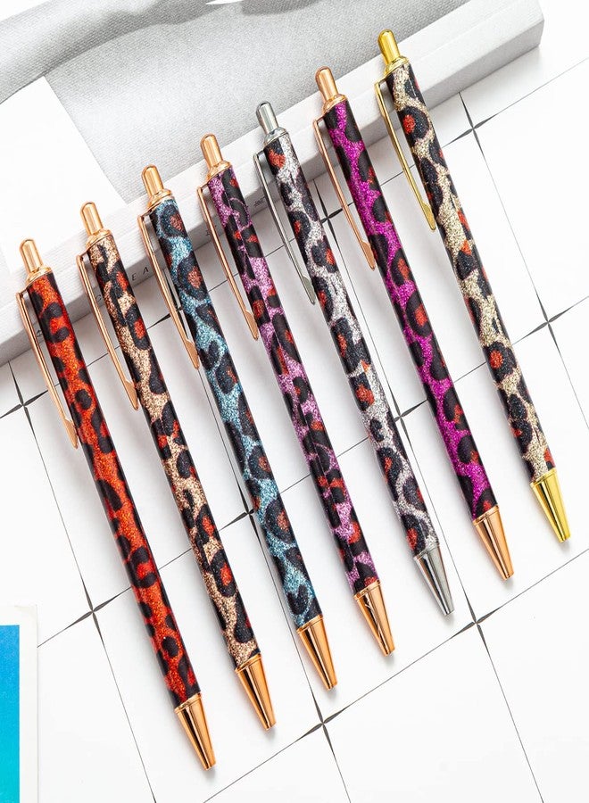 PASISIBICK 8 Pieces Girly Leopard Writing Pens - Cute Glitter Ballpoint Pens, Black Ink, Medium Point 1.0 mm for Women, Home, School, Office - Image 5