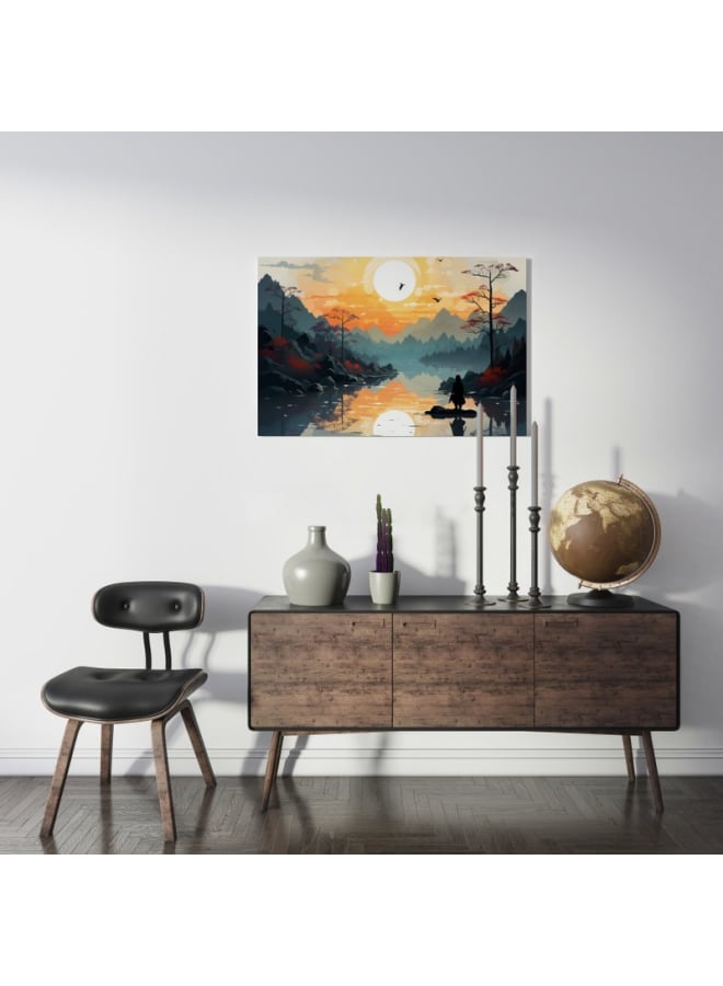 Home Gallery Abstract Mountain Tapestry Sunset Printed Canvas wall art 120x80  - Image 2