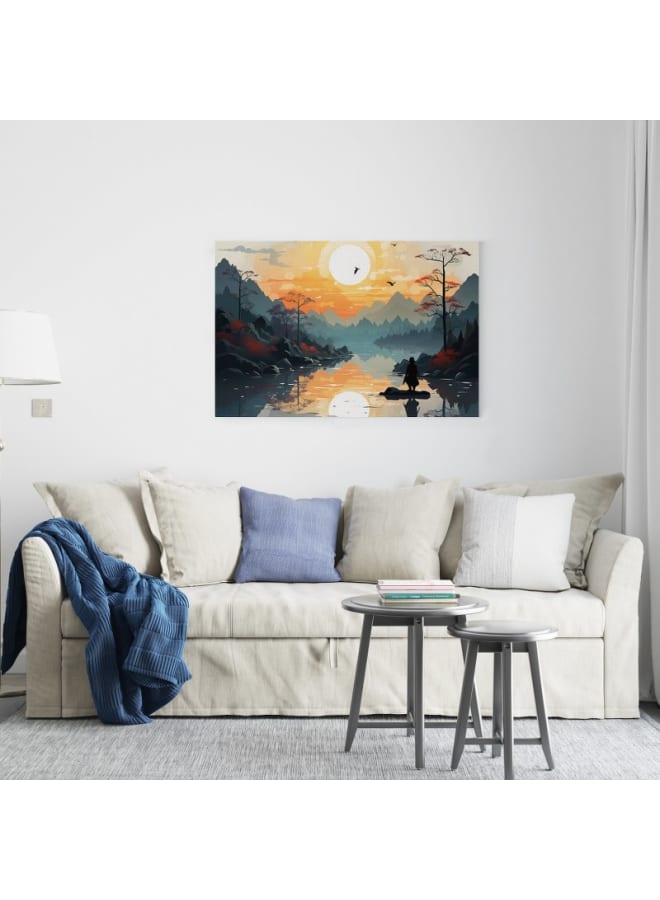 Home Gallery Abstract Mountain Tapestry Sunset Printed Canvas wall art 120x80  - Image 1
