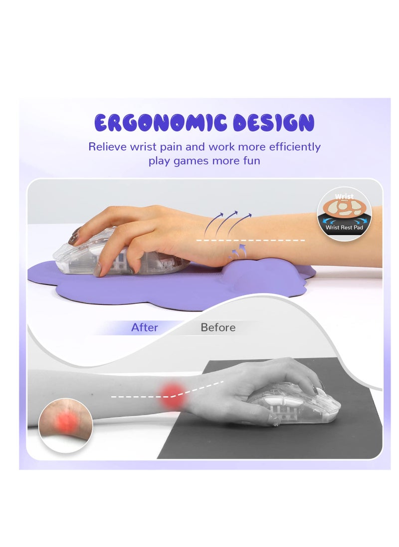 Generic - Cloud Mouse Pad Wrist Support Keyboard Wrist Rest Set with Ergonomic Memory Foam,Non-Slip Base,Cloud Coasters for Home,Office,Laptop,Desktop Computer,Easy Typing Pain Relief-Purple - Image 1