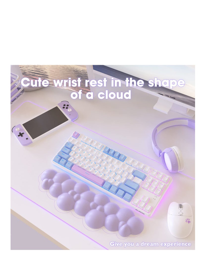 Generic - Cloud Mouse Pad Wrist Support Keyboard Wrist Rest Set with Ergonomic Memory Foam,Non-Slip Base,Cloud Coasters for Home,Office,Laptop,Desktop Computer,Easy Typing Pain Relief-Purple - Image 1