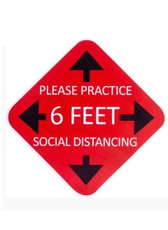 Y&D 10 Pack Social Distancing Floor Signs, Keep 6 Feet Distance 11" Safety Decals, Please Wait Here Stand Stickers, Reminder Dedicated Waterproof Round Markers  - Image 1