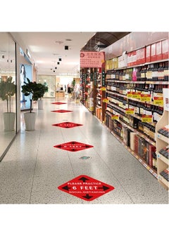 Y&D 10 Pack Social Distancing Floor Signs, Keep 6 Feet Distance 11" Safety Decals, Please Wait Here Stand Stickers, Reminder Dedicated Waterproof Round Markers  - Image 3