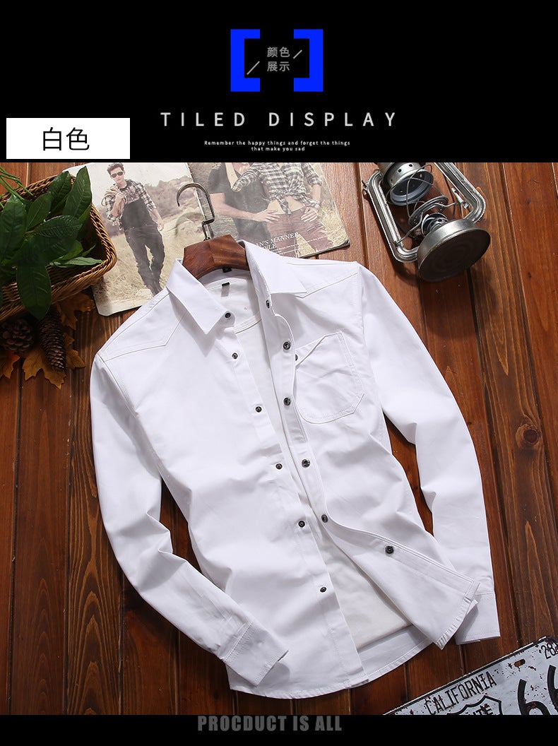 Autumn and Winter New Mens Solid Color Shirt Long Sleeve Youth Cotton Military Style Tooling plus size Jacket for Men Wine red - Image 5