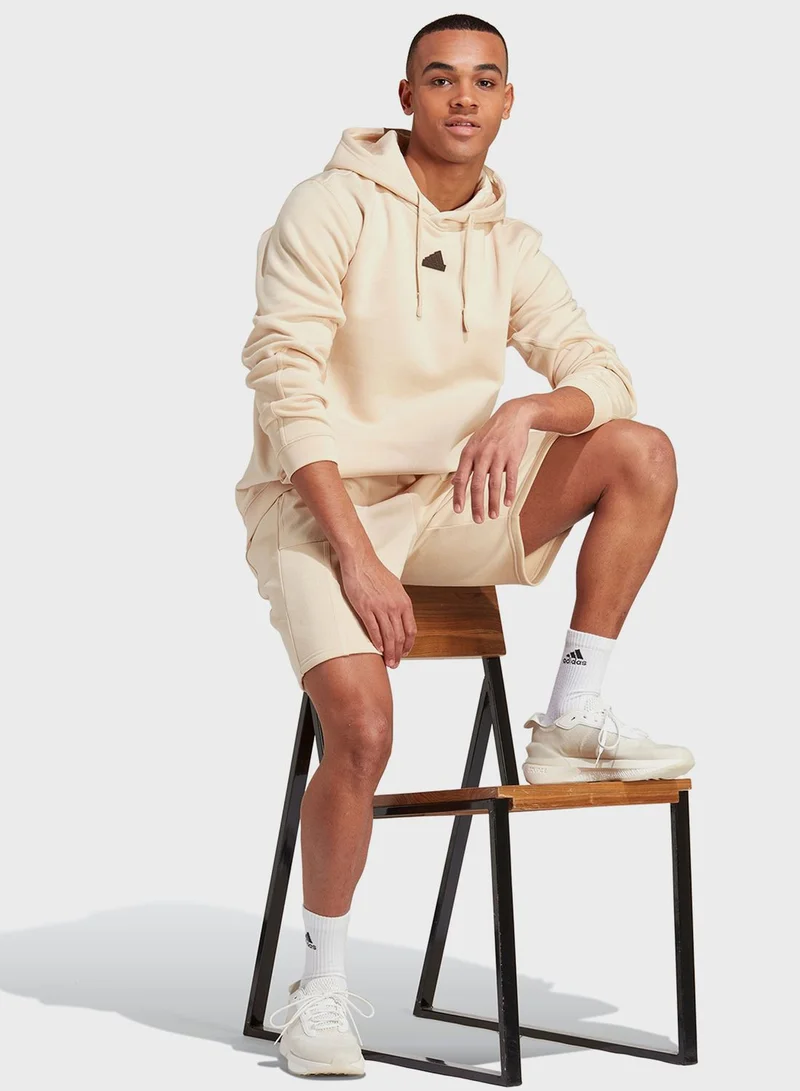 adidas هودي أساسي مزين بطبعة شعار العلامة التجارية