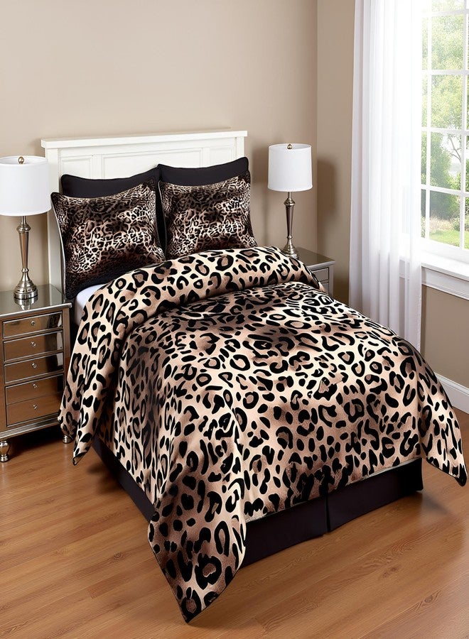Man Fei Leopard Print Comforter Set King Size,Black Brown Bedding Set 3pcs for Kids Girls Woman Bedroom Decor,Wild Animal Cheetah Down Comforter,Modern Luxury Soft Duvet Insert with 2 Pillowcases - Image 2