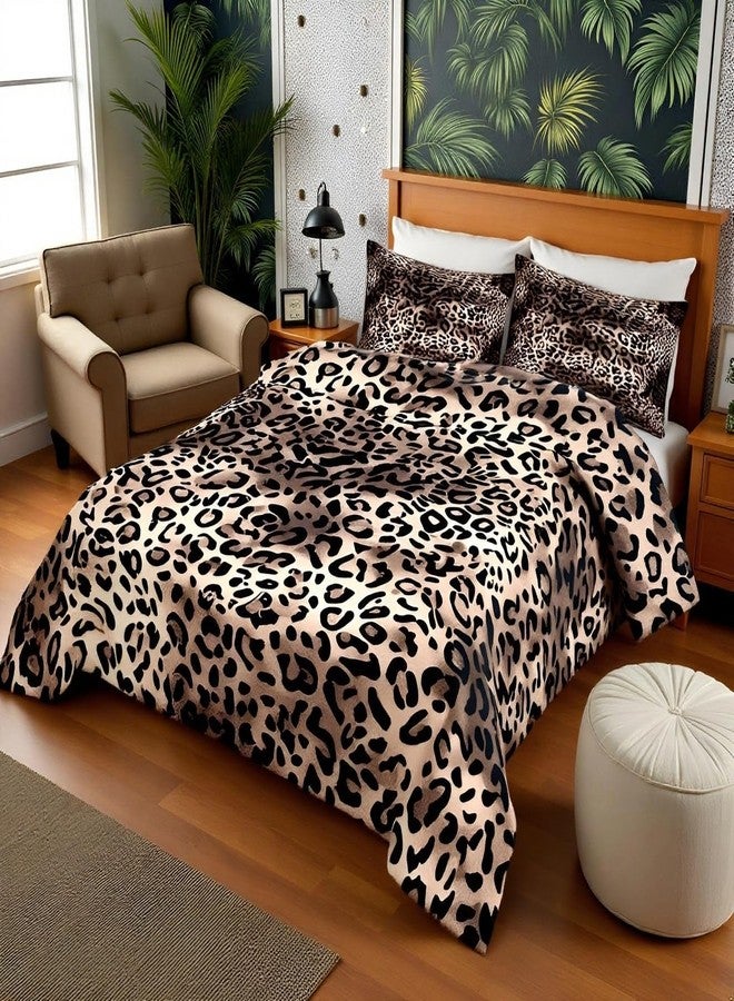 Man Fei Leopard Print Comforter Set King Size,Black Brown Bedding Set 3pcs for Kids Girls Woman Bedroom Decor,Wild Animal Cheetah Down Comforter,Modern Luxury Soft Duvet Insert with 2 Pillowcases - Image 1