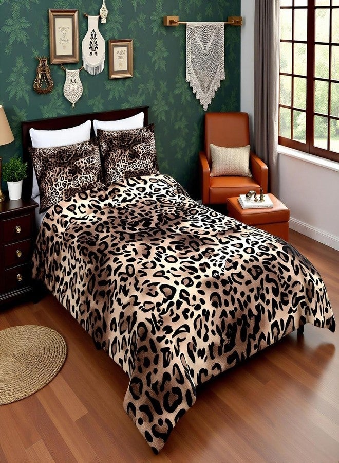 Man Fei Leopard Print Comforter Set King Size,Black Brown Bedding Set 3pcs for Kids Girls Woman Bedroom Decor,Wild Animal Cheetah Down Comforter,Modern Luxury Soft Duvet Insert with 2 Pillowcases - Image 3