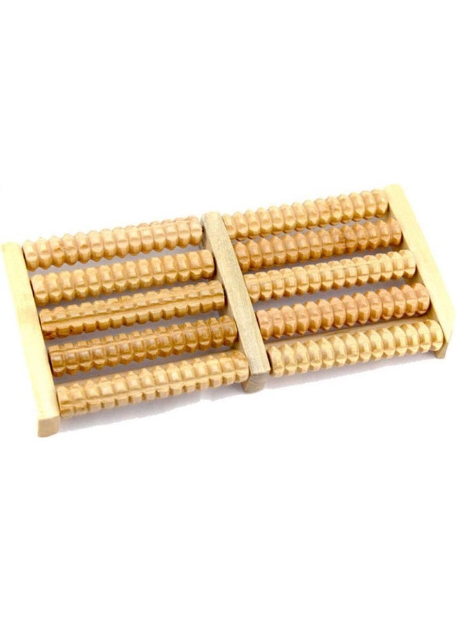 Diamoenly Dual 5 Row Wooden Foot Massager Roller Pain Stress Relief Health Therapy Heel Body Relax Massage - Image 1